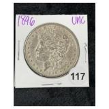 1896 UNC Morgan Silver Dollar Coin