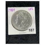 1889 UNC Morgan Silver Dollar Coin