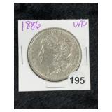 1886 UNC Morgan Silver Dollar Coin