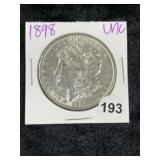 1898 UNC Morgan Silver Dollar Coin