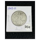 1943 D Walking Liberty Half Dollar Silver Coin