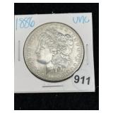 1886 UNC Morgan Silver Dollar Coin