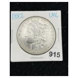 1882 UNC Morgan Silver Dollar Coin