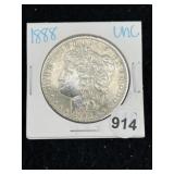 1888 UNC Morgan Silver Dollar Coin