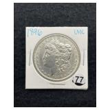 1896 UNC Morgan Silver Dollar Coin