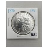 1886 UNC Morgan Silver Dollar Coin