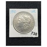 1890 UNC Morgan Silver Dollar Coin
