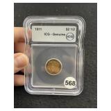 1911 IGC - Genuine 2 & 1/2 Dollar Gold Coin