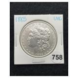1885 UNC Morgan Silver Dollar Coin