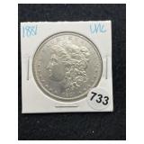 1881 UNC Morgan Silver Dollar Coin