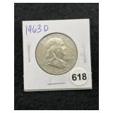 1963 D Franklin Half Dollar Silver Coin