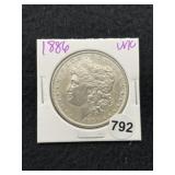 1886 UNC Morgan Silver Dollar Coin
