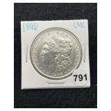 1896 UNC Morgan Silver Dollar Coin