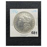 1896 UNC Morgan Silver Dollar Coin