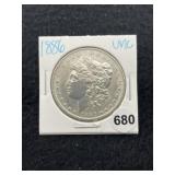 1886 UNC Morgan Silver Dollar Coin