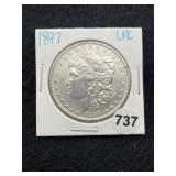 1897 UNC Morgan Silver Dollar Coin