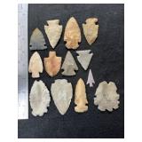 Group of Arrow Points Indian Artifact Arrowhead