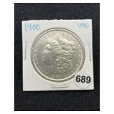 1900 UNC Morgan Silver Dollar Coin