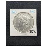 1883 UNC Morgan Silver Dollar Coin