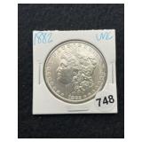 1882 UNC Morgan Silver Dollar Coin