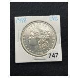 1898 UNC Morgan Silver Dollar Coin