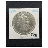 1886 UNC Morgan Silver Dollar Coin