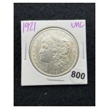 1921 UNC Morgan Silver Dollar Coin