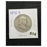 1952 D Franklin Half Dollar Silver Coin