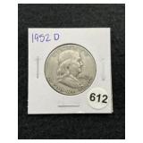 1952 D Franklin Half Dollar Silver Coin