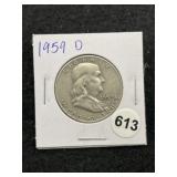 1959 D Franklin Half Dollar Silver Coin