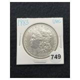 1883 UNC Morgan Silver Dollar Coin