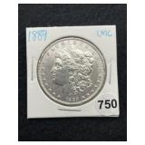 1889 UNC Morgan Silver Dollar Coin