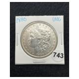 1880 UNC Morgan Silver Dollar Coin