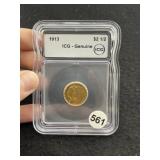 1913 IGC - Genuine 2 & 1/2 Dollar Gold Coin