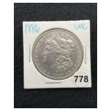 1886 UNC Morgan Silver Dollar Coin