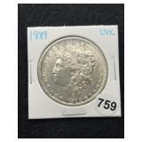 1889 UNC Morgan Silver Dollar Coin