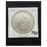 1890 UNC Morgan Silver Dollar Coin