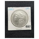 1882 UNC Morgan Silver Dollar Coin