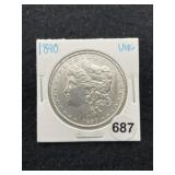 1890 UNC Morgan Silver Dollar Coin