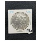 1900 UNC Morgan Silver Dollar Coin