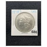 1878 S UNC Morgan Silver Dollar Coin
