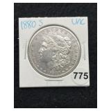 1880 S UNC Morgan Silver Dollar Coin