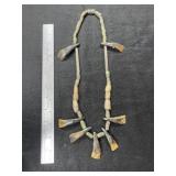 Buffalo Tooth & Trade Bead necklace Indian Artifac