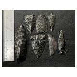Group of Arrow Points Indian Artifact Arrowhead