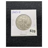 1943 D Walking Liberty Half Dollar Silver Coin