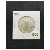 1943 Walking Liberty Half Dollar Silver Coin