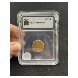 1910 IGC - Genuine 2 & 1/2 Dollar Gold Coin