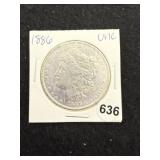1886 UNC Morgan Silver Dollar Coin