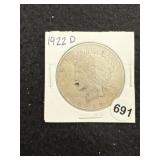 1922 D Peace Silver Dollar Coin