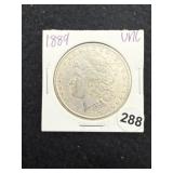 1889 UNC Morgan Silver Dollar Coin